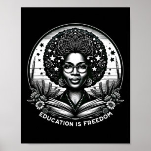 Poster Educação é Liberdade, professor negro ganha preto