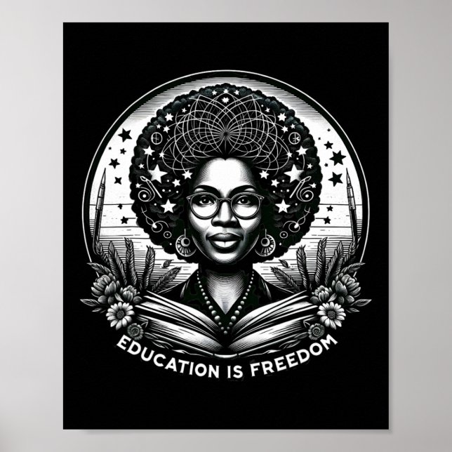 Poster Educação é Liberdade, professor negro ganha preto (Frente)