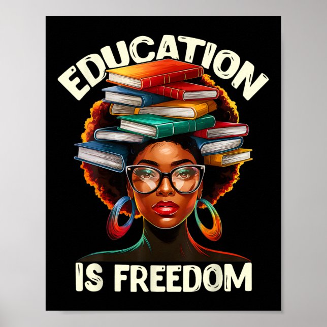 Poster Educação É Liberdade Professor Negro Livros Histór (Frente)