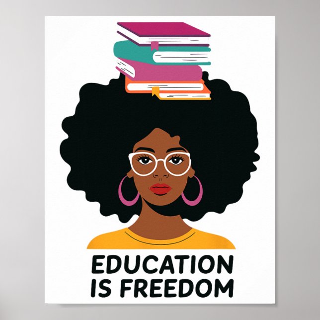 Poster Educação É Liberdade Professor Negro Livros Histór (Frente)