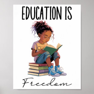 Poster Educação É Liberdade Professor Negro Livros Histór
