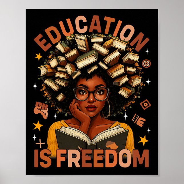 Poster Educação É Liberdade Professor Negro Livros Histór (Frente)