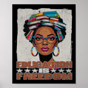 Poster Educação É Liberdade Professor Negro Livros Histór