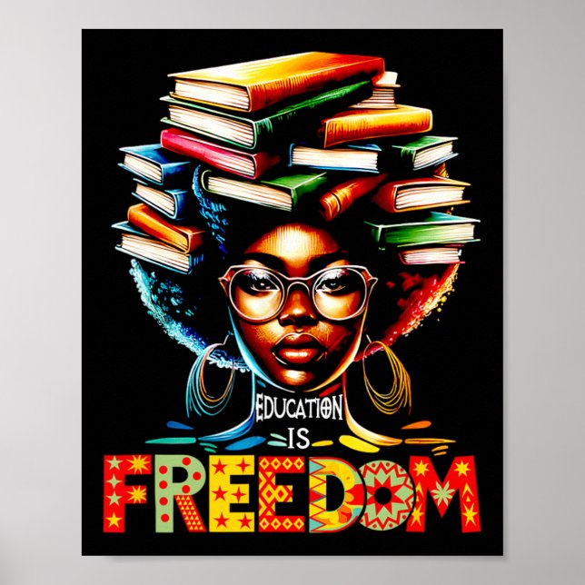 Poster Educação É Liberdade Professor Negro Livros Histór (Frente)