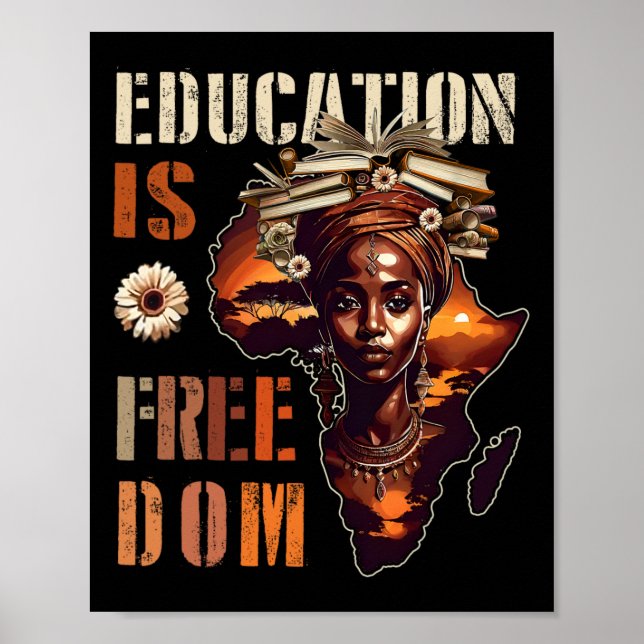 Poster Educação É Liberdade Professor Negro Livros Histór (Frente)