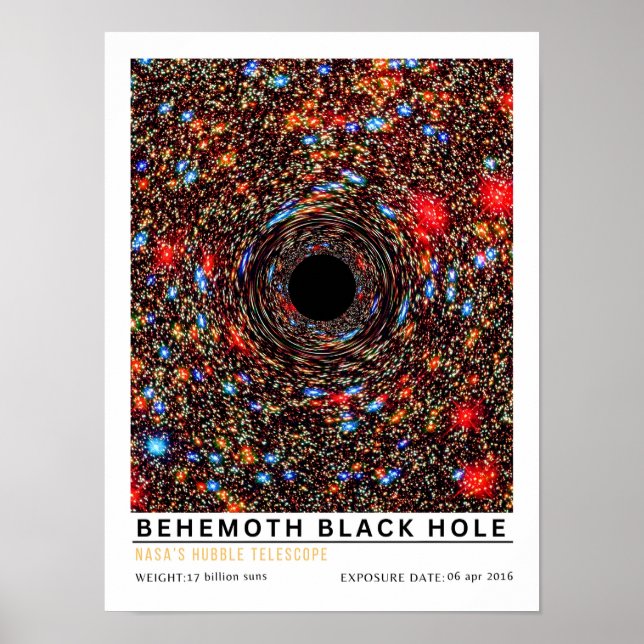 Poster Educação Espacial do Buraco Negro Beemote (Frente)