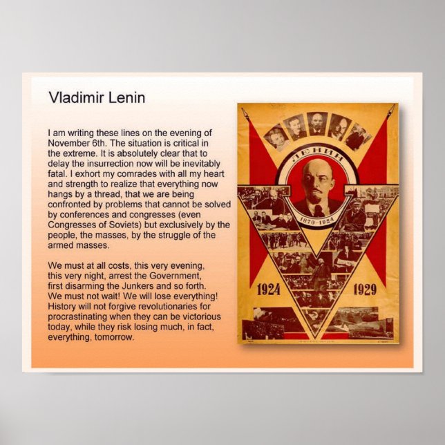 Poster Educação, História, Rússia, Vladimir Lenin (Frente)
