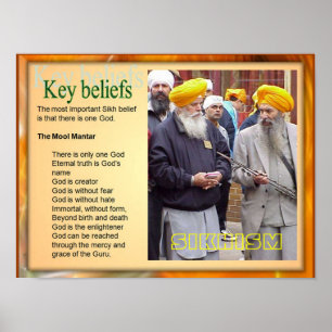 Póster Educação, religião, opiniões chaves do Sikhism