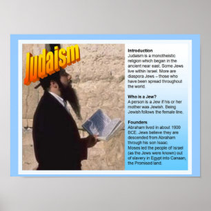 Poster Educação, Religiões Mundiais, Fato Judaísmo