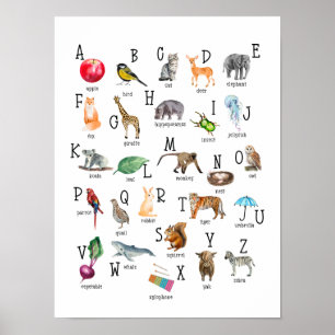 Poster educacional Cute Alphabet ABC