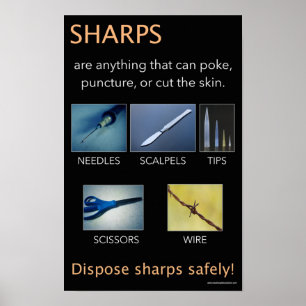 Poster educacional da segurança dos Sharps