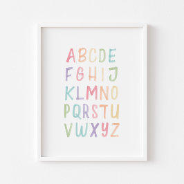 Poster educacional do alfabeto pastel