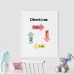 Poster educacional para crianças<br><div class="desc">Ajude o seu filho a dominar a navegação básica com o "Learning Directions Kids' Educational Poster." Este poster atraente e colorido apresenta setas claras rotuladas com as palavras "para cima", "para baixo", "para a esquerda" e "para a direita". A design divertida e o layout simples facilitam a compreensão e a...</div>