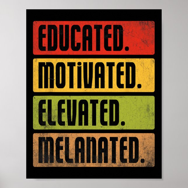 Poster Educada Motivada Elevada Melanizada Bhm Afro Preta (Frente)