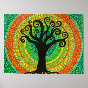 Poster Educar Dot Painting “Lebensbaum "