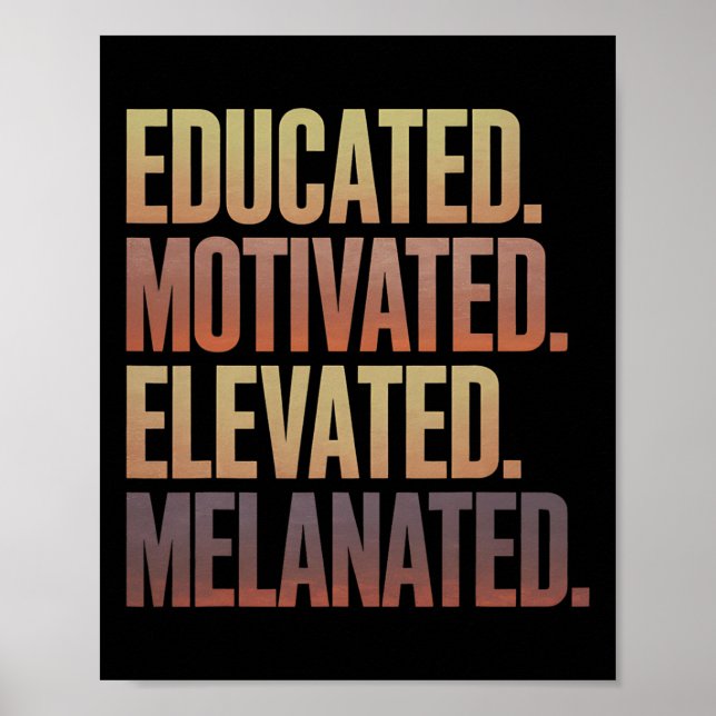 Poster Educated Motivated Elevated Melanated Black Histor (Frente)