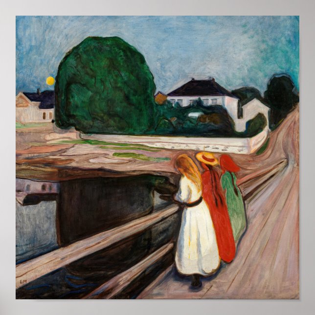 Poster Edvard Munch - As Meninas na Ponte (Frente)