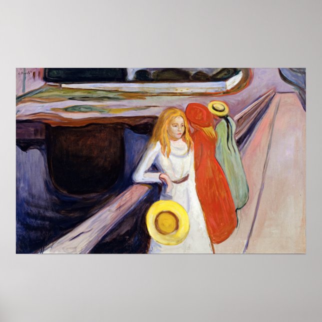 Poster Edvard Munch - As raparigas na Ponte 1901 (Frente)