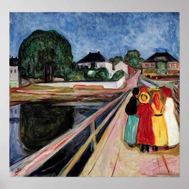 Poster Edvard Munch - As raparigas na Ponte 1902 (Frente)