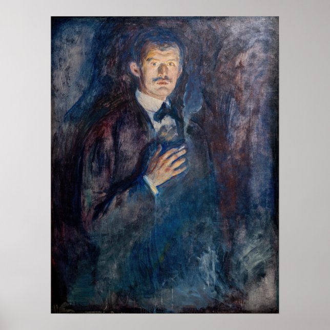 Poster Edvard Munch - Autorretrato com Cigarro (Frente)