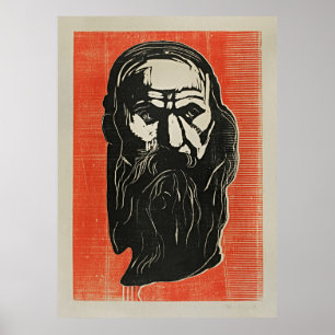 Poster Edvard Munch, chefe de um velho homem com barba