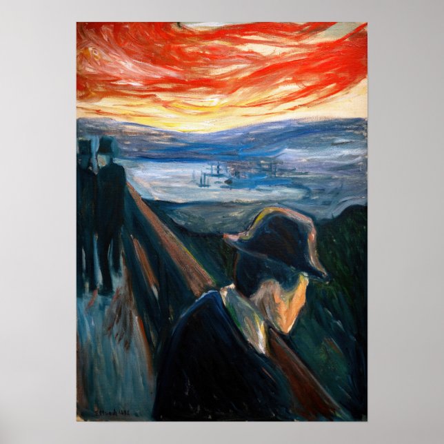 Poster Edvard Munch - Humor Doente no Sunset, Desespero 1 (Frente)