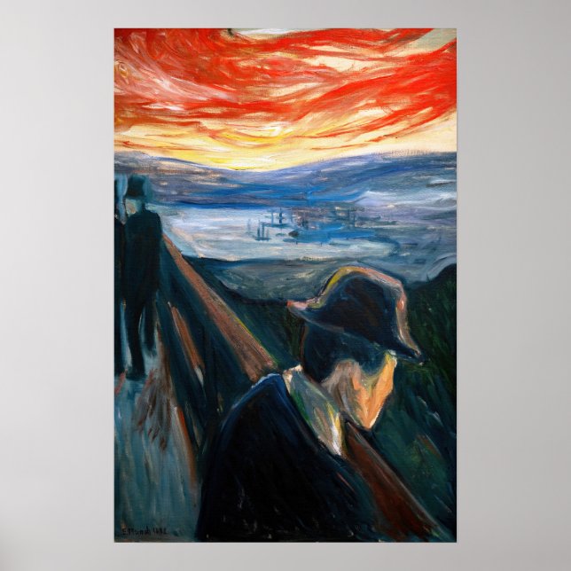 Poster Edvard Munch - Humor Doente no Sunset, Desespero 1 (Frente)