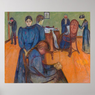 Poster Edvard Munch - Morte na Sala do Enfermo v2