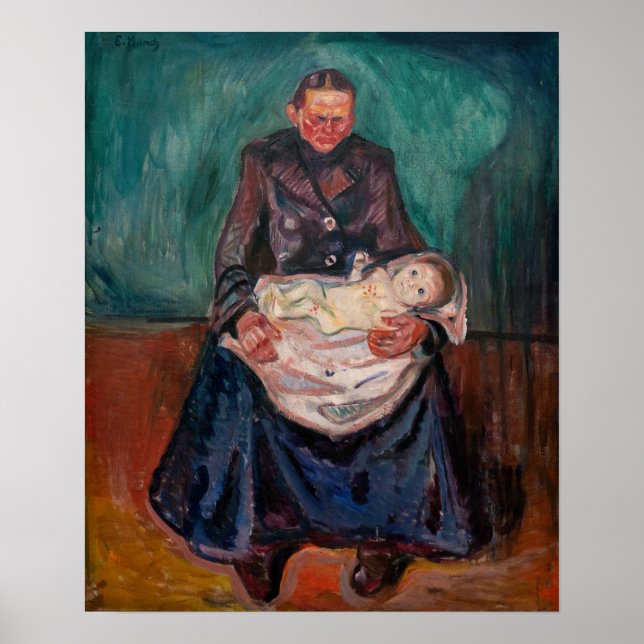 Poster Edvard Munch - Mulher com Criança Doente, Herança (Frente)