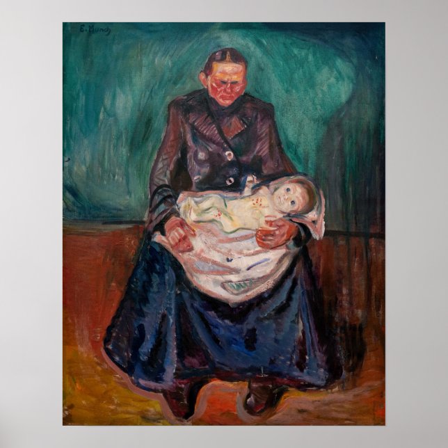 Poster Edvard Munch - Mulher com Criança Doente, Herança (Frente)