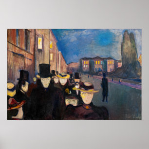 Poster Edvard Munch - Noite em Karl Johan Street