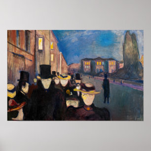 Poster Edvard Munch - Noite em Karl Johan Street
