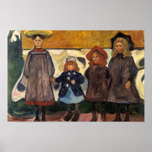Poster Edvard Munch - Quatro Meninas em Asgardstrand (Frente)