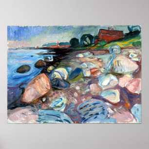 Poster Edvard Munch Shore com Casa Vermelha