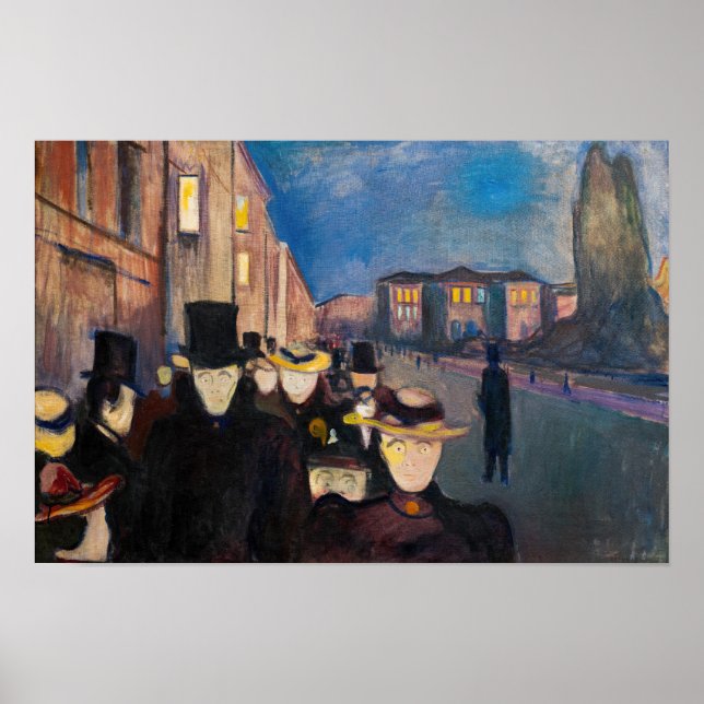 Poster Edvard Munch - Tarde na Rua Karl Johan (Frente)