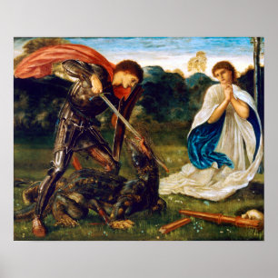 Póster Edward Burne-Jones Fight St. George Kills Dragon