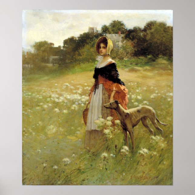 Poster Edward Percy Moran Young Girl and Dog (Frente)