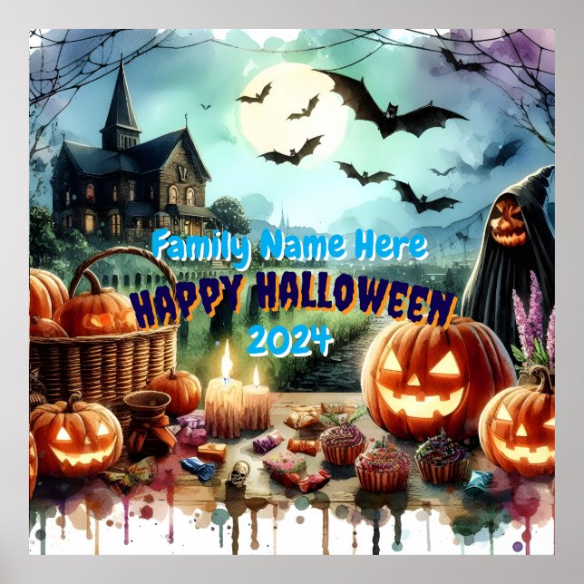 Poster Eerie Halloween Night Watercolor (Frente)