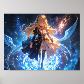 Poster Eetéreo Flame Frost com asas de fogo e gelo