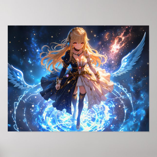 Poster Eetéreo Flame Frost com asas de fogo e gelo (Frente)