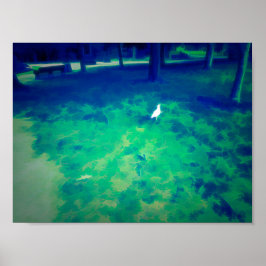 Poster Efeito de Arte Liquify com Gaivota Caminhando na G