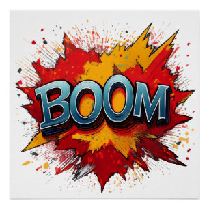 Póster Efeito de som em quadrinhos de boom - Arte em Pop