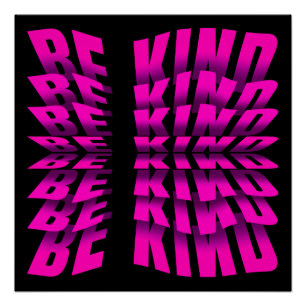PÓSTER EFEITO DE TEXTO SEJA GENTIL TIPOGRAFIA ROSA