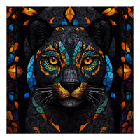 Efeito de vidro colorido de gato preto grande