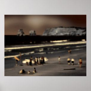 Poster Efeito digital de praia do estilo "impressão"