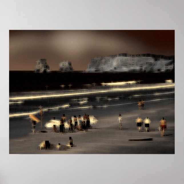 Poster Efeito digital de praia do estilo "impressão" (Frente)