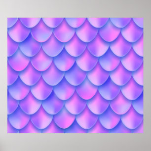 Poster Efeito holográfico da textura da sereia de cauda