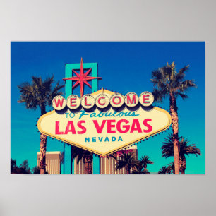 Póster efeito retro Las Vegas fabuloso Nevada da foto dos