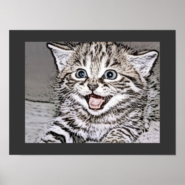 Póster Efeitos de fotocópia em gatinhos felizes (Frente)