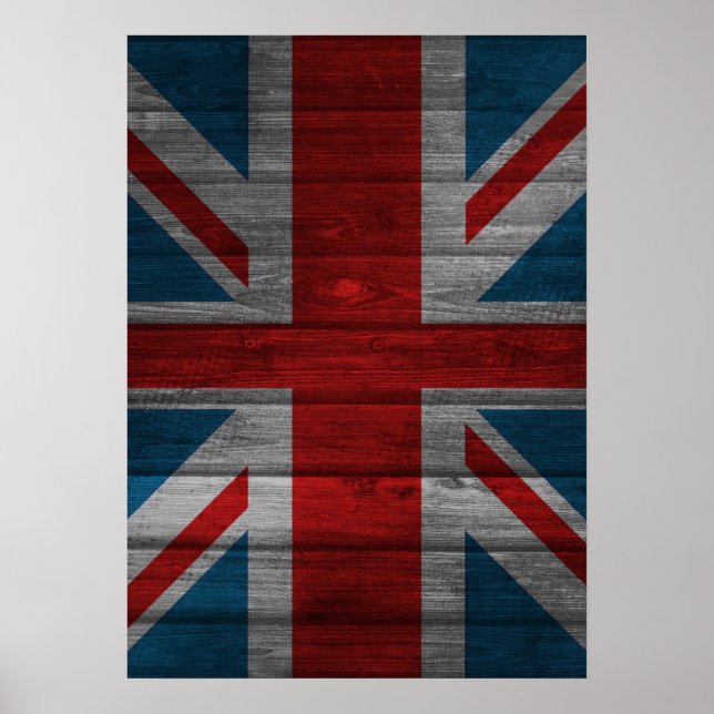 Póster efeitos de madeira de grunge com bandeira de jack  (Frente)
